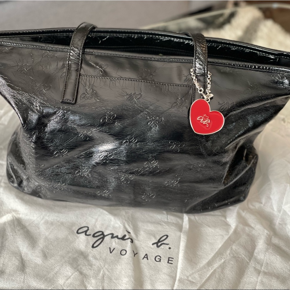 Agnes b. Voyage Patent Leather Tote Shoulder Bag